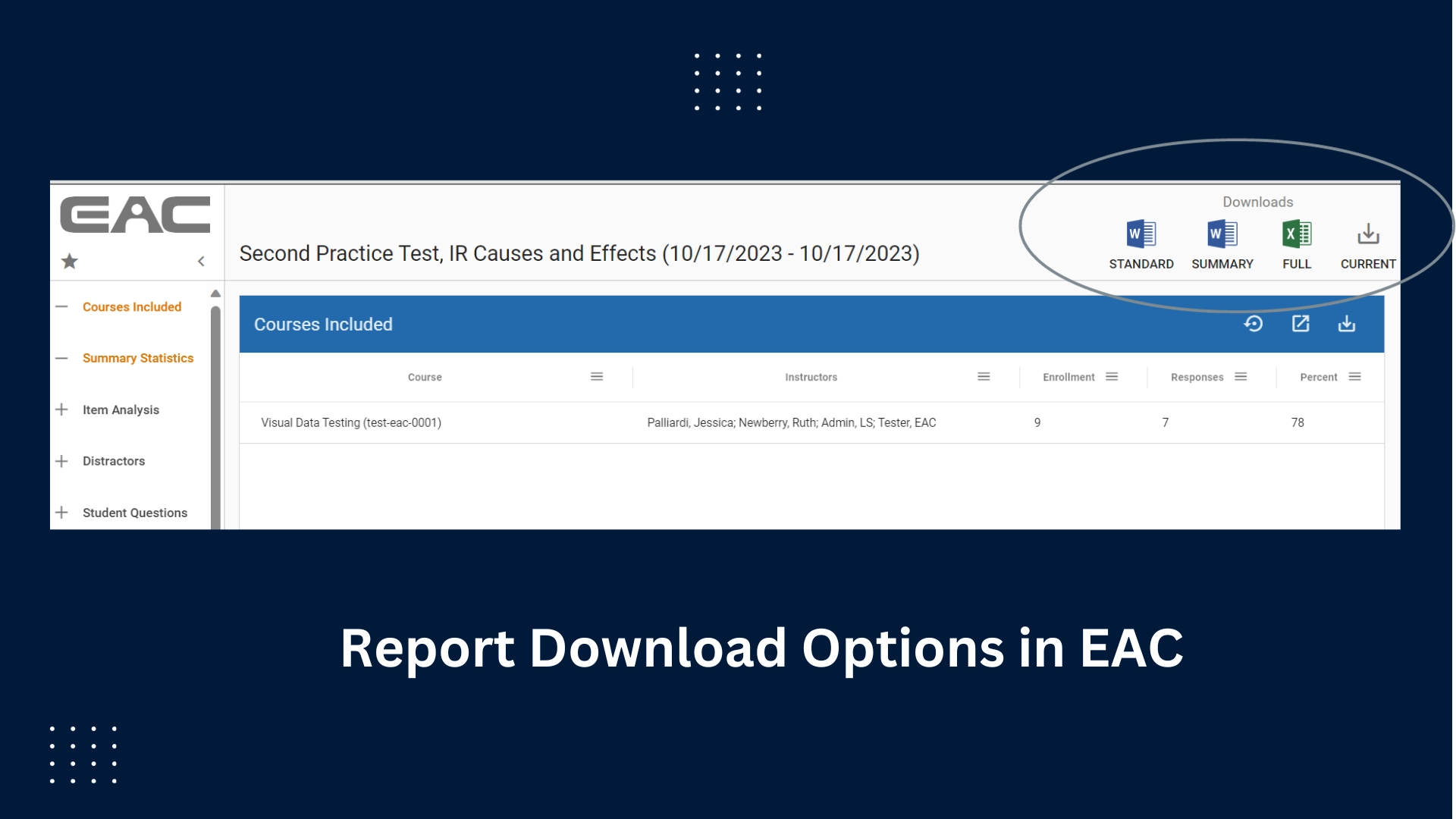 Download Options for Reports 1